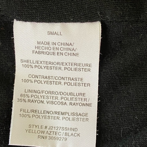 Thread & Supply Aztec Print Yellow and Black Fleece and Quilted Jacket Size S - Picture 7 of 15